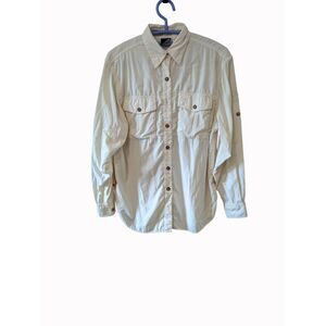 The North Face Vintage Shirt L/S Utility Cream Pockets Button Up Size S Gorpcore